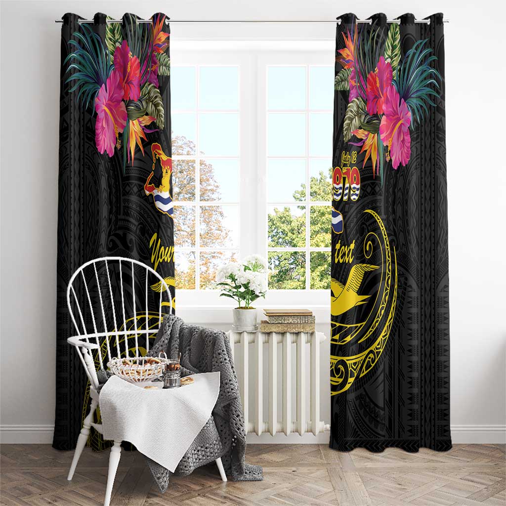 Kiribati Independence Day Personalised Window Curtain Gold Frigatebird with Polynesian Pattern LT9 - Polynesian Pride