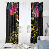 Kiribati Independence Day Personalised Window Curtain Gold Frigatebird with Polynesian Pattern LT9 - Polynesian Pride
