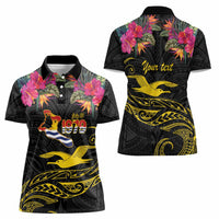 Kiribati Independence Day Personalised Women Polo Shirt Gold Frigatebird with Polynesian Pattern LT9 - Polynesian Pride