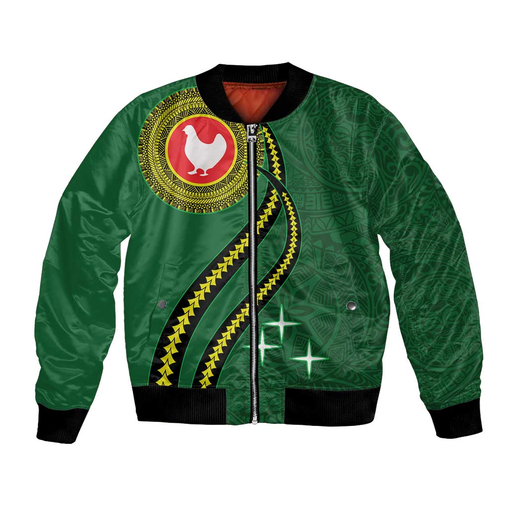 Manua Islands Polynesian Style Bomber Jacket LT9 Unisex Green - Polynesian Pride