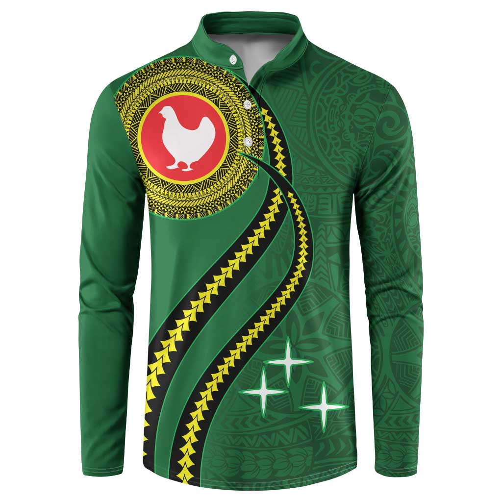 Manua Islands Polynesian Style Button Sweatshirt LT9 Green - Polynesian Pride