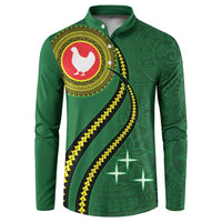 Manua Islands Polynesian Style Button Sweatshirt LT9 Green - Polynesian Pride
