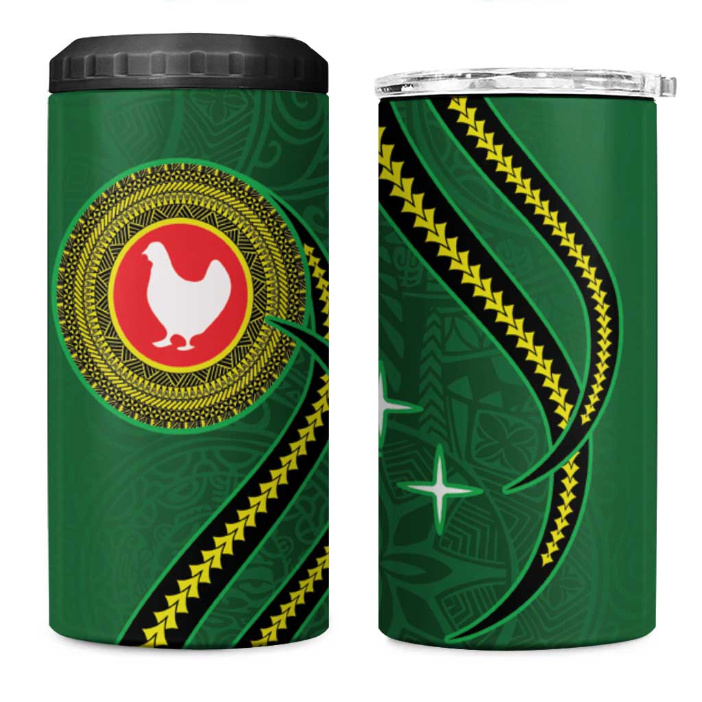 Manua Islands Polynesian Style 4 in 1 Can Cooler Tumbler LT9 One Size: 16 oz Green - Polynesian Pride