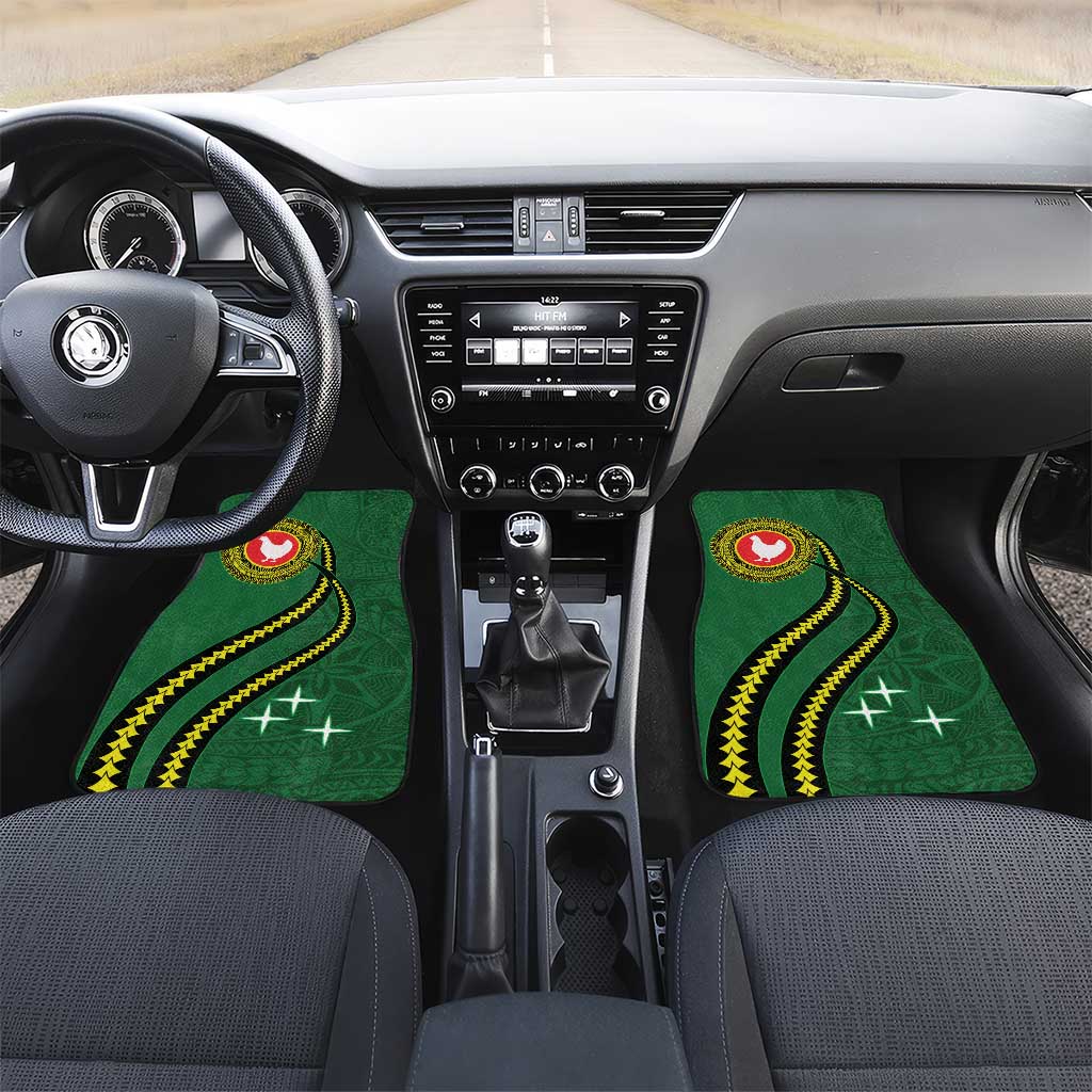 Manua Islands Polynesian Style Car Mats LT9 Set 2pcs - Front Green - Polynesian Pride