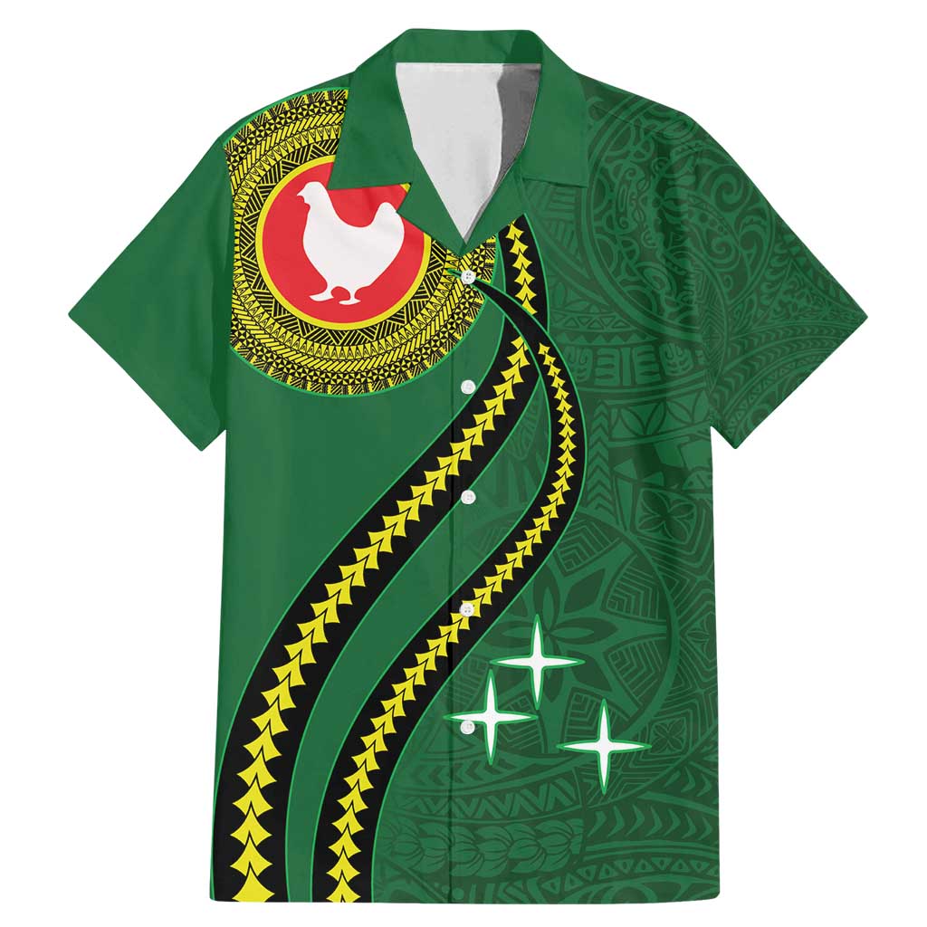 Manua Islands Polynesian Style Family Matching Mermaid Dress and Hawaiian Shirt LT9 Dad's Shirt - Short Sleeve Green - Polynesian Pride