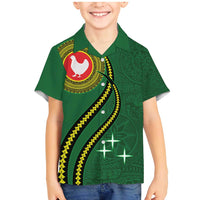Manua Islands Polynesian Style Family Matching Mermaid Dress and Hawaiian Shirt LT9 Son's Shirt Green - Polynesian Pride