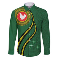 Manua Islands Polynesian Style Family Matching Off The Shoulder Long Sleeve Dress and Hawaiian Shirt