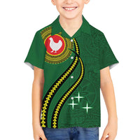 Manua Islands Polynesian Style Family Matching Off Shoulder Maxi Dress and Hawaiian Shirt