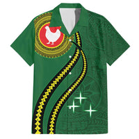 Manua Islands Polynesian Style Family Matching Short Sleeve Bodycon Dress and Hawaiian Shirt LT9 Dad's Shirt - Short Sleeve Green - Polynesian Pride