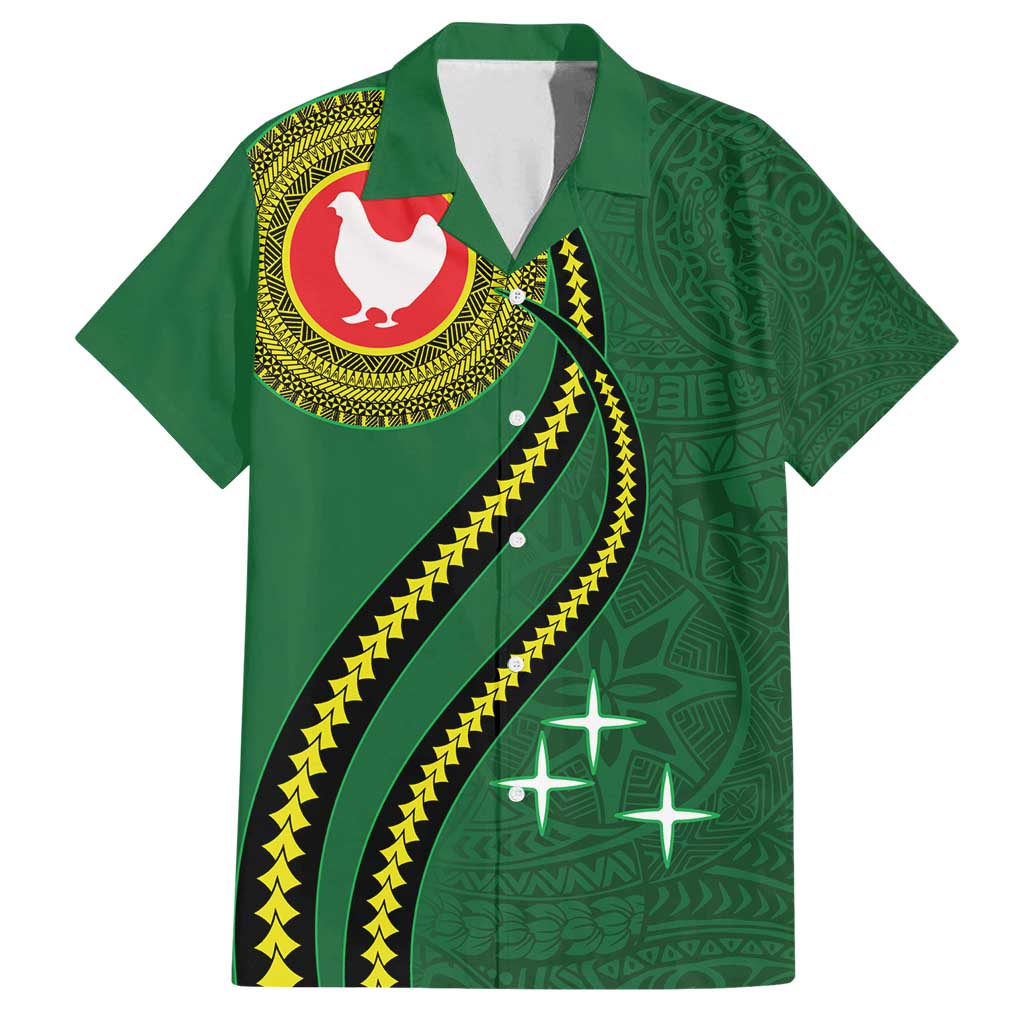 Manua Islands Polynesian Style Family Matching Tank Maxi Dress and Hawaiian Shirt LT9 Dad's Shirt - Short Sleeve Green - Polynesian Pride