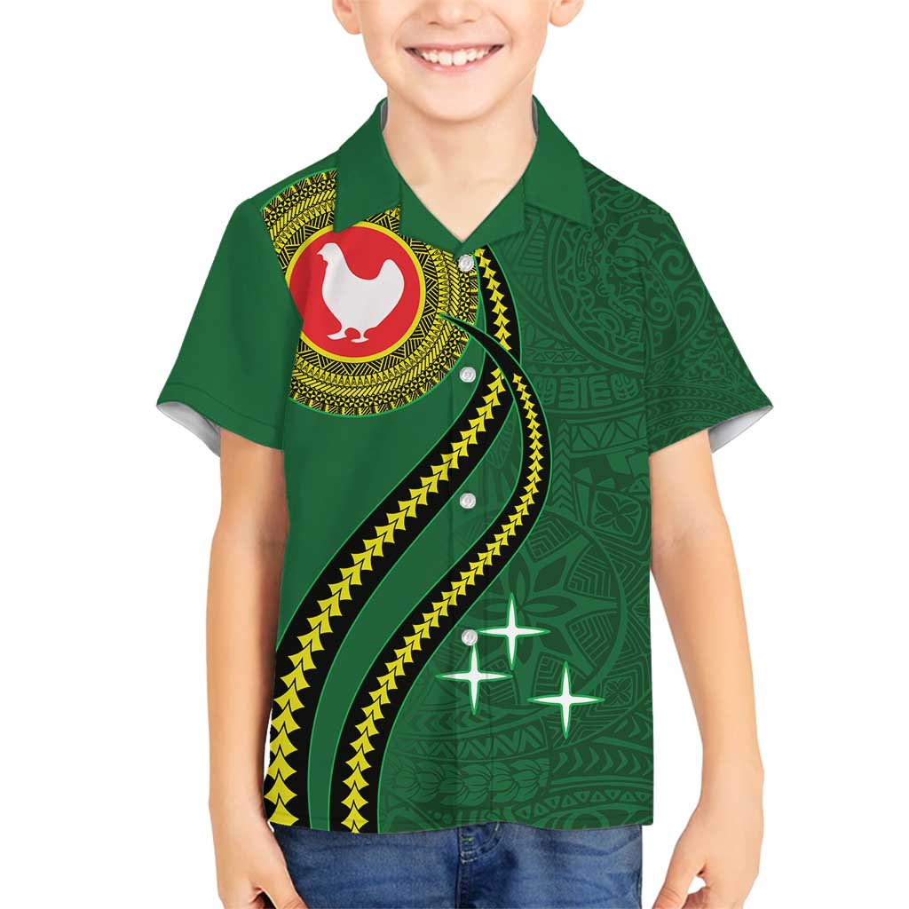 Manua Islands Polynesian Style Family Matching Tank Maxi Dress and Hawaiian Shirt LT9 Son's Shirt Green - Polynesian Pride