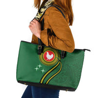 Manua Islands Polynesian Style Leather Tote Bag LT9 Green - Polynesian Pride