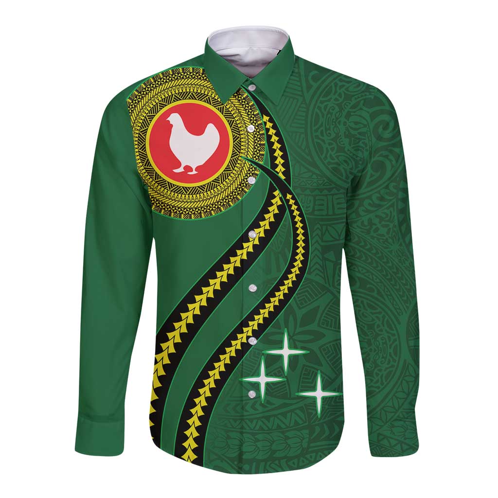 Manua Islands Polynesian Style Long Sleeve Button Shirt LT9 Unisex Green - Polynesian Pride