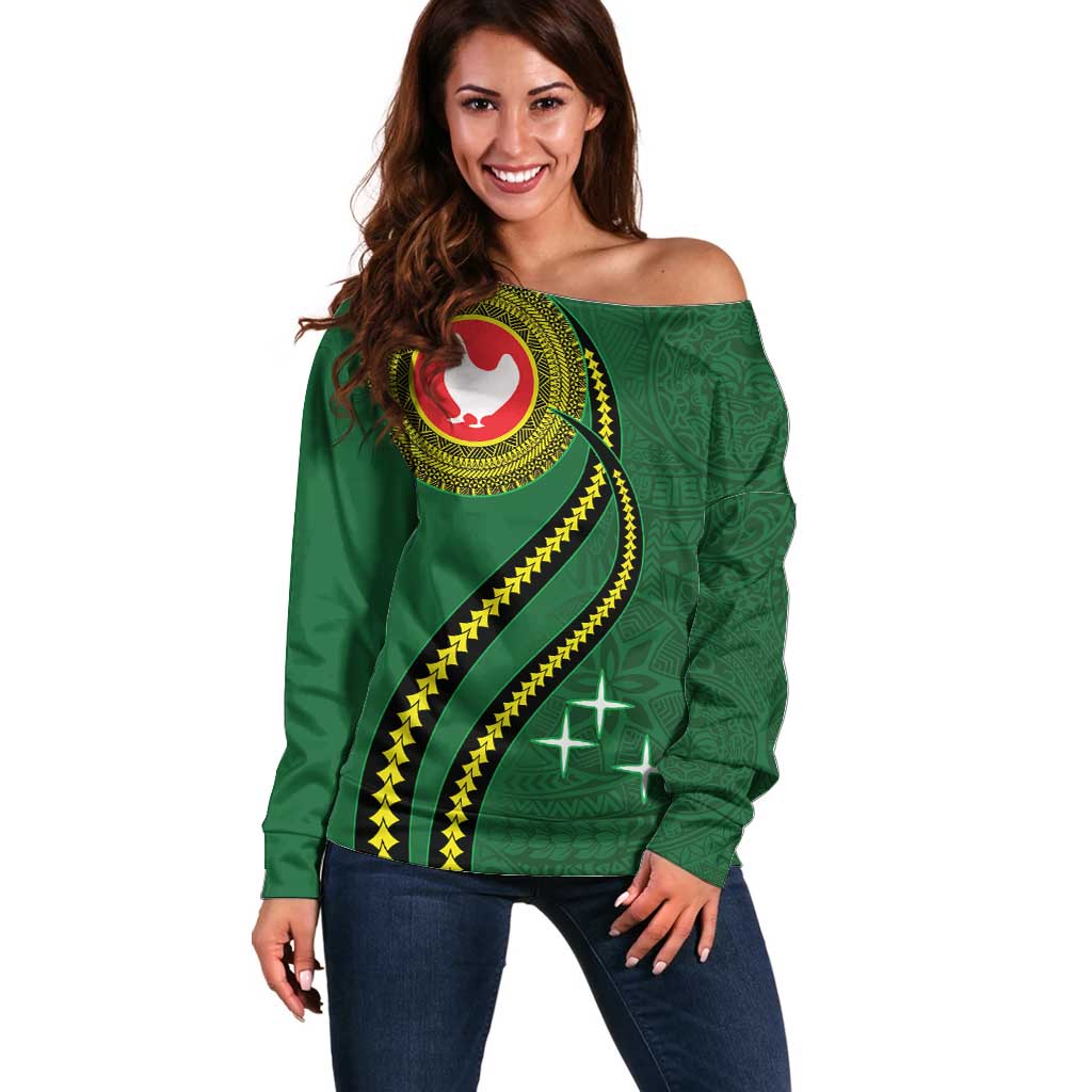 Manua Islands Polynesian Style Off Shoulder Sweater