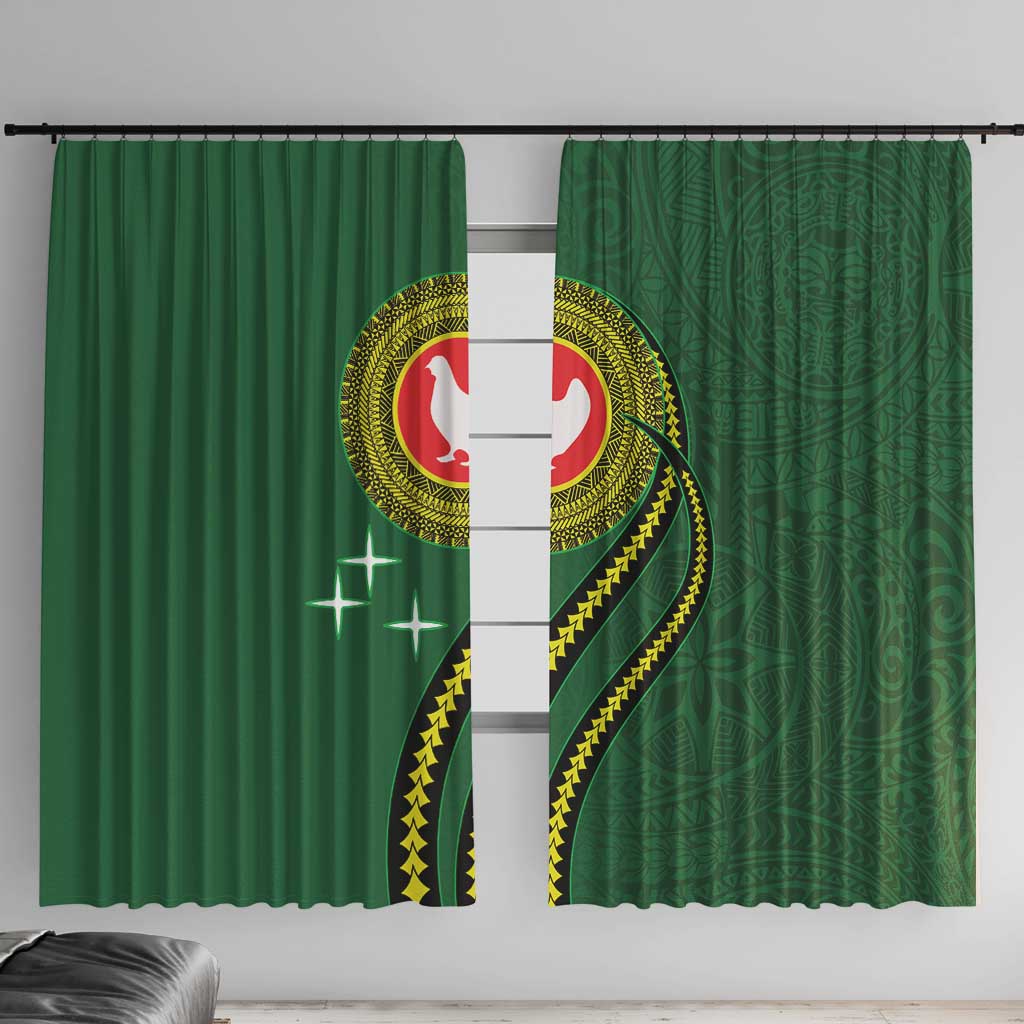 Manua Islands Polynesian Style Window Curtain LT9 With Hooks Green - Polynesian Pride