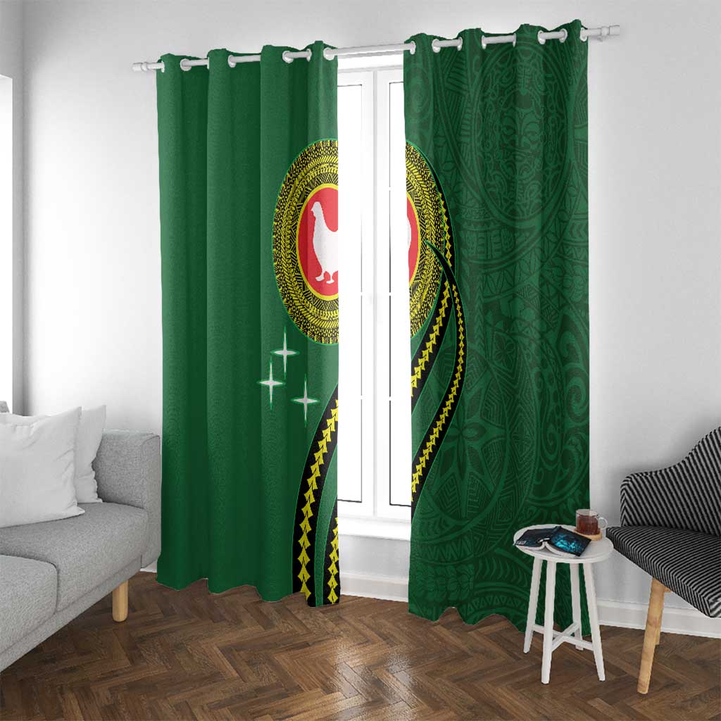 Manua Islands Polynesian Style Window Curtain LT9 With Grommets Green - Polynesian Pride