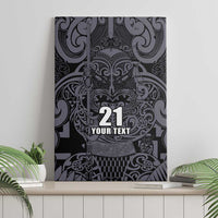 Custom New Zealand Taiaha Maori Canvas Wall Art Minimalist Silver Fern All Black - Polynesian Pride