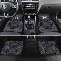 Custom New Zealand Taiaha Maori Car Mats Minimalist Silver Fern All Black LT9 Set 4pcs Black - Polynesian Pride