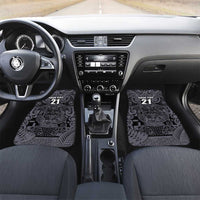 Custom New Zealand Taiaha Maori Car Mats Minimalist Silver Fern All Black LT9 Set 2pcs - Front Black - Polynesian Pride