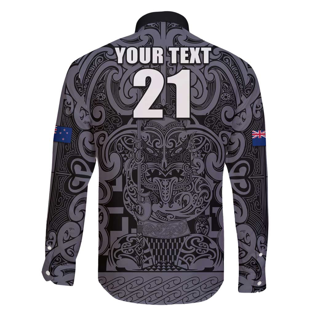 Custom New Zealand Taiaha Maori Family Matching Mermaid Dress and Hawaiian Shirt Minimalist Silver Fern All Black - Polynesian Pride