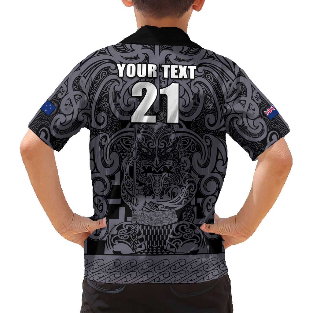 Custom New Zealand Taiaha Maori Family Matching Summer Maxi Dress and Hawaiian Shirt Minimalist Silver Fern All Black - Polynesian Pride