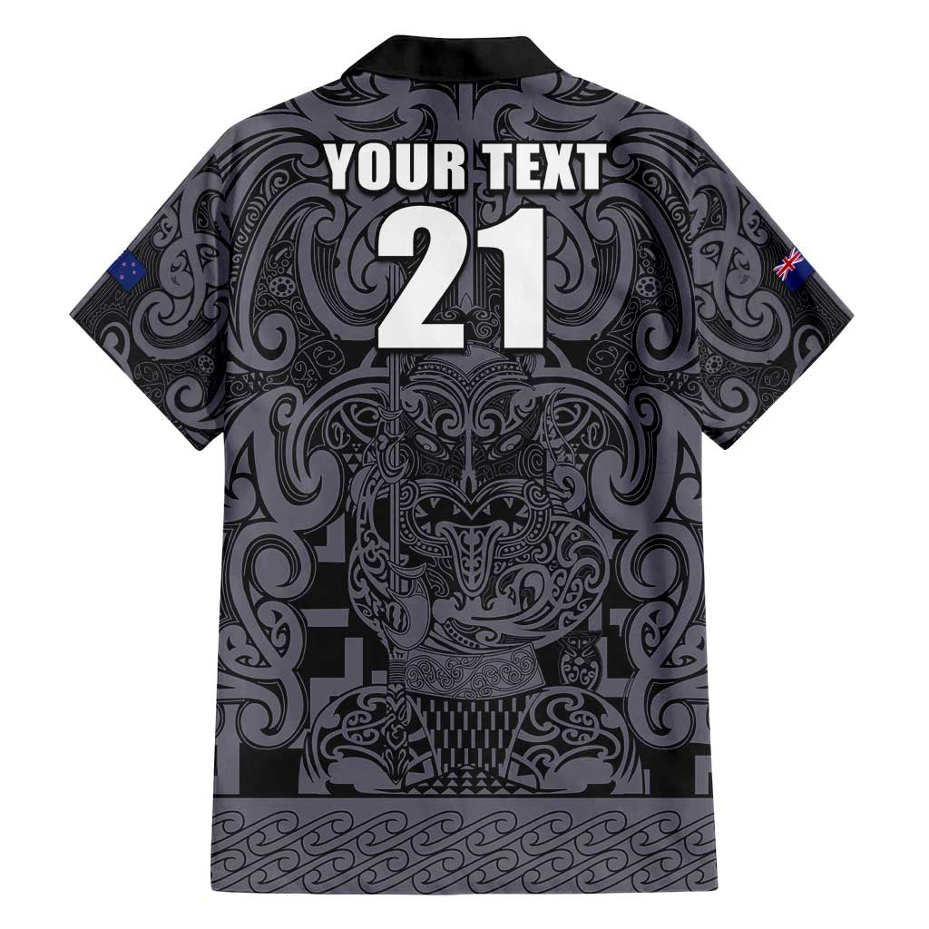 Custom New Zealand Taiaha Maori Family Matching Summer Maxi Dress and Hawaiian Shirt Minimalist Silver Fern All Black - Polynesian Pride