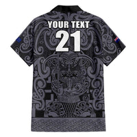 Custom New Zealand Taiaha Maori Family Matching Summer Maxi Dress and Hawaiian Shirt Minimalist Silver Fern All Black - Polynesian Pride