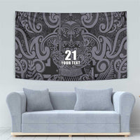 Custom New Zealand Taiaha Maori Tapestry Minimalist Silver Fern All Black LT9 - Polynesian Pride