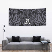 Custom New Zealand Taiaha Maori Tapestry Minimalist Silver Fern All Black LT9 - Polynesian Pride
