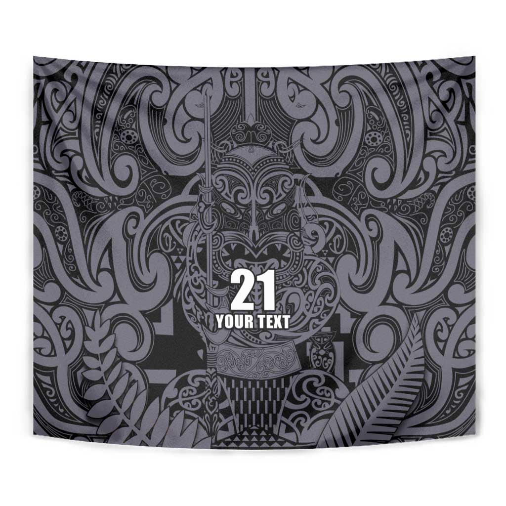 Custom New Zealand Taiaha Maori Tapestry Minimalist Silver Fern All Black LT9 - Polynesian Pride