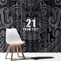 Custom New Zealand Taiaha Maori Window Curtain Minimalist Silver Fern All Black LT9 - Polynesian Pride