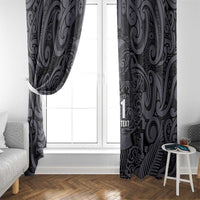 Custom New Zealand Taiaha Maori Window Curtain Minimalist Silver Fern All Black LT9 - Polynesian Pride