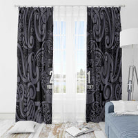 Custom New Zealand Taiaha Maori Window Curtain Minimalist Silver Fern All Black LT9 - Polynesian Pride