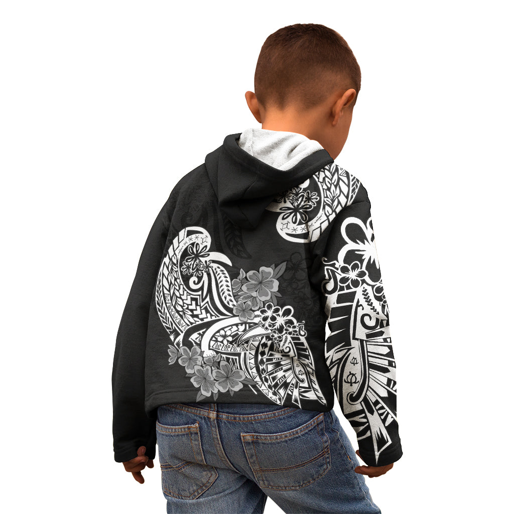 Polynesian Kid Hoodie Pacific Flower Mix Floral Tribal Tattoo Black Vibe LT9 - Polynesian Pride