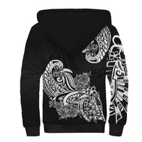 Polynesian Sherpa Hoodie Pacific Flower Mix Floral Tribal Tattoo Black Vibe LT9 - Polynesian Pride