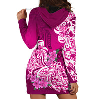 Polynesian Hoodie Dress Pacific Flower Mix Floral Tribal Tattoo Pink Vibe LT9 - Polynesian Pride