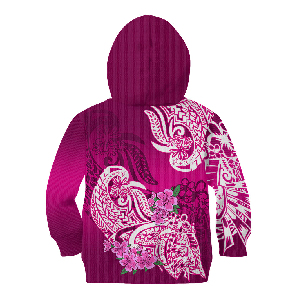 Polynesian Kid Hoodie Pacific Flower Mix Floral Tribal Tattoo Pink Vibe LT9 - Polynesian Pride