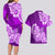 Polynesian Couples Matching Long Sleeve Bodycon Dress and Hawaiian Shirt Pacific Flower Mix Floral Tribal Tattoo Purple Vibe LT9 - Polynesian Pride