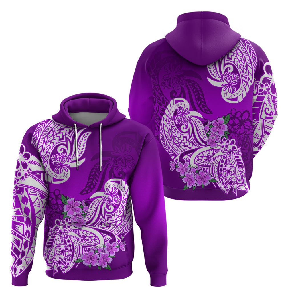Polynesian Hoodie Pacific Flower Mix Floral Tribal Tattoo Purple Vibe LT9 - Polynesian Pride