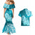 Polynesian Couples Matching Mermaid Dress And Hawaiian Shirt Pacific Flower Mix Floral Tribal Tattoo Aqua Vibe LT9 - Polynesian Pride