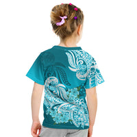Polynesian Kid T Shirt Pacific Flower Mix Floral Tribal Tattoo Aqua Vibe LT9 - Polynesian Pride