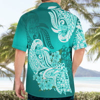 Polynesian Hawaiian Shirt Pacific Flower Mix Floral Tribal Tattoo Turquoise Vibe LT9 - Polynesian Pride