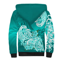 Polynesian Sherpa Hoodie Pacific Flower Mix Floral Tribal Tattoo Turquoise Vibe LT9 - Polynesian Pride