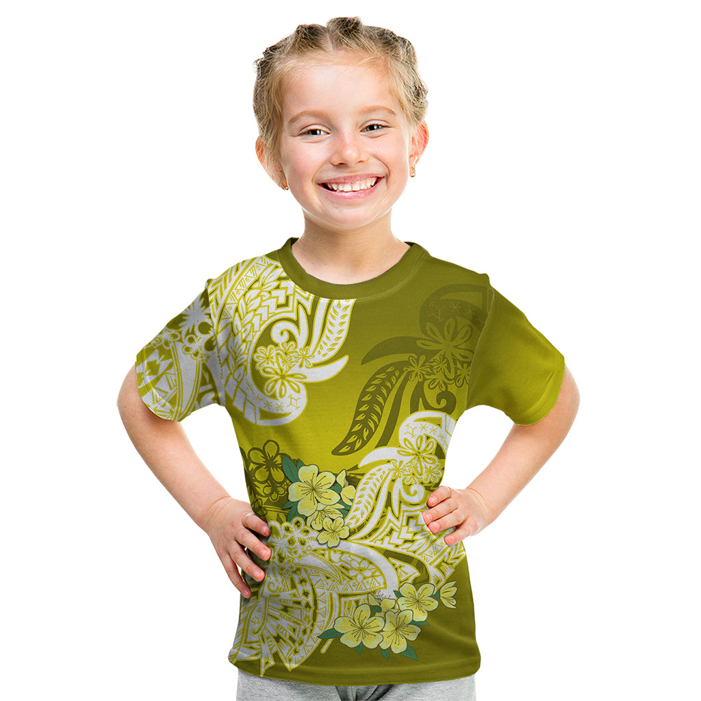 Polynesian Kid T Shirt Pacific Flower Mix Floral Tribal Tattoo Yellow Vibe LT9 Yellow - Polynesian Pride