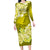 Polynesian Long Sleeve Bodycon Dress Pacific Flower Mix Floral Tribal Tattoo Yellow Vibe LT9 Long Dress Yellow - Polynesian Pride