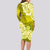 Polynesian Long Sleeve Bodycon Dress Pacific Flower Mix Floral Tribal Tattoo Yellow Vibe LT9 - Polynesian Pride