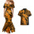 Aloha Hawaii Couples Matching Mermaid Dress And Hawaiian Shirt Hammerhead Shark Tattoo Polynesian Summer - Gold LT9 - Polynesian Pride