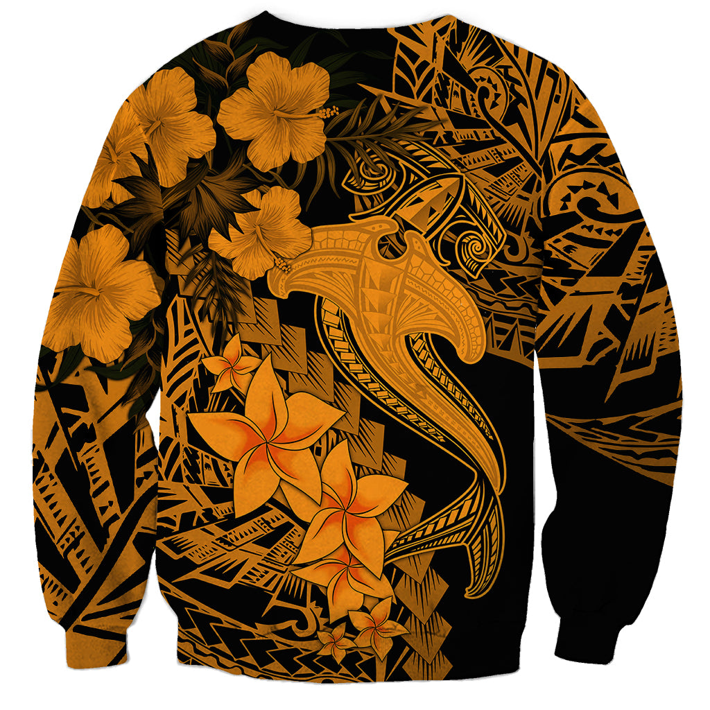 Aloha Hawaii Sweatshirt Hammerhead Shark Tattoo Polynesian Summer - Gold LT9 - Polynesian Pride