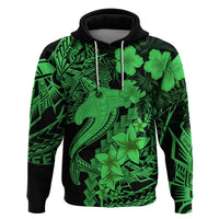 Aloha Hawaii Hoodie Hammerhead Shark Tattoo Polynesian Summer - Green LT9 Pullover Hoodie Green - Polynesian Pride