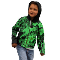 Aloha Hawaii Kid Hoodie Hammerhead Shark Tattoo Polynesian Summer - Green LT9 - Polynesian Pride